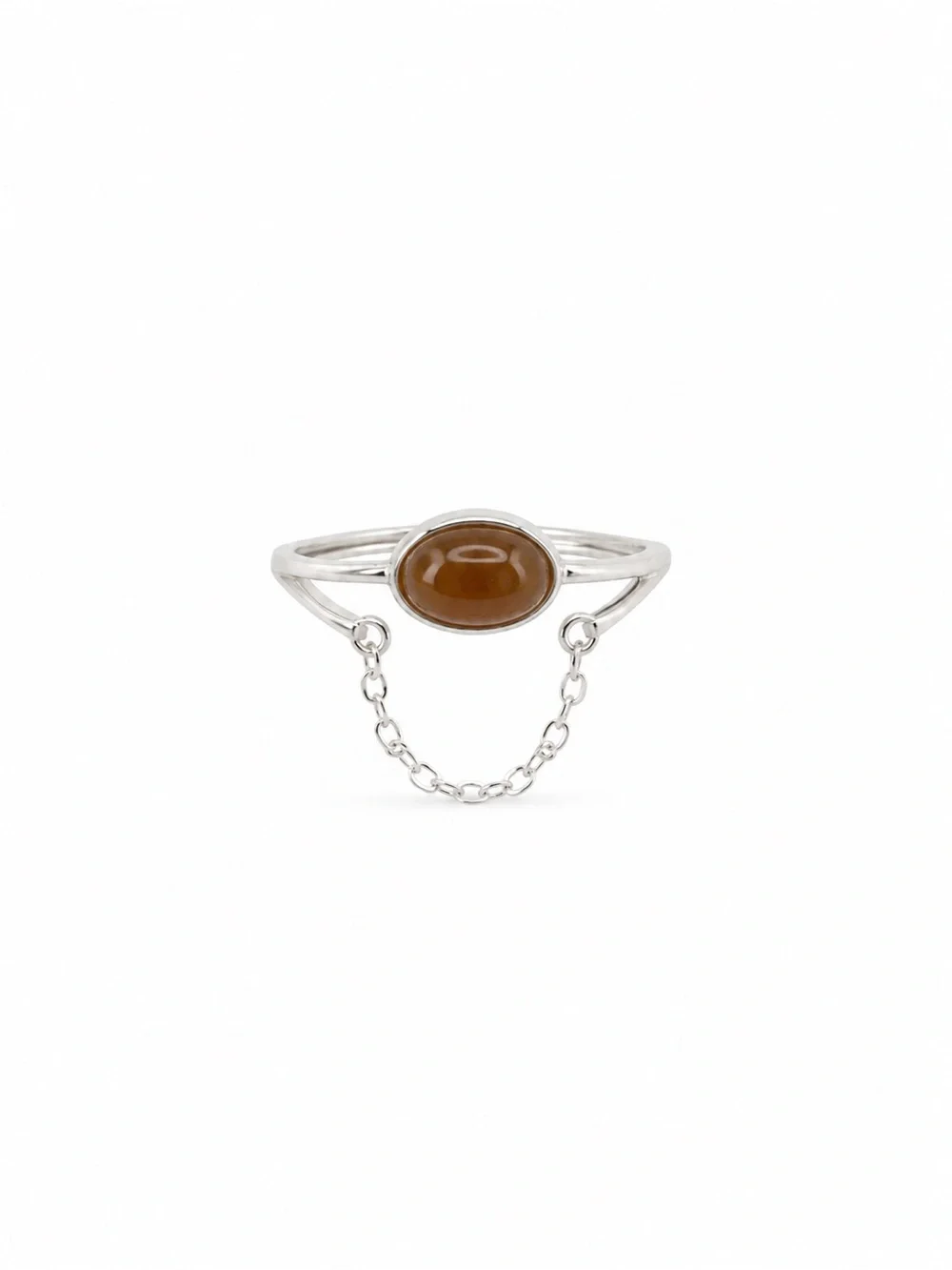 Amber Jade Chain Ring (S925) R93